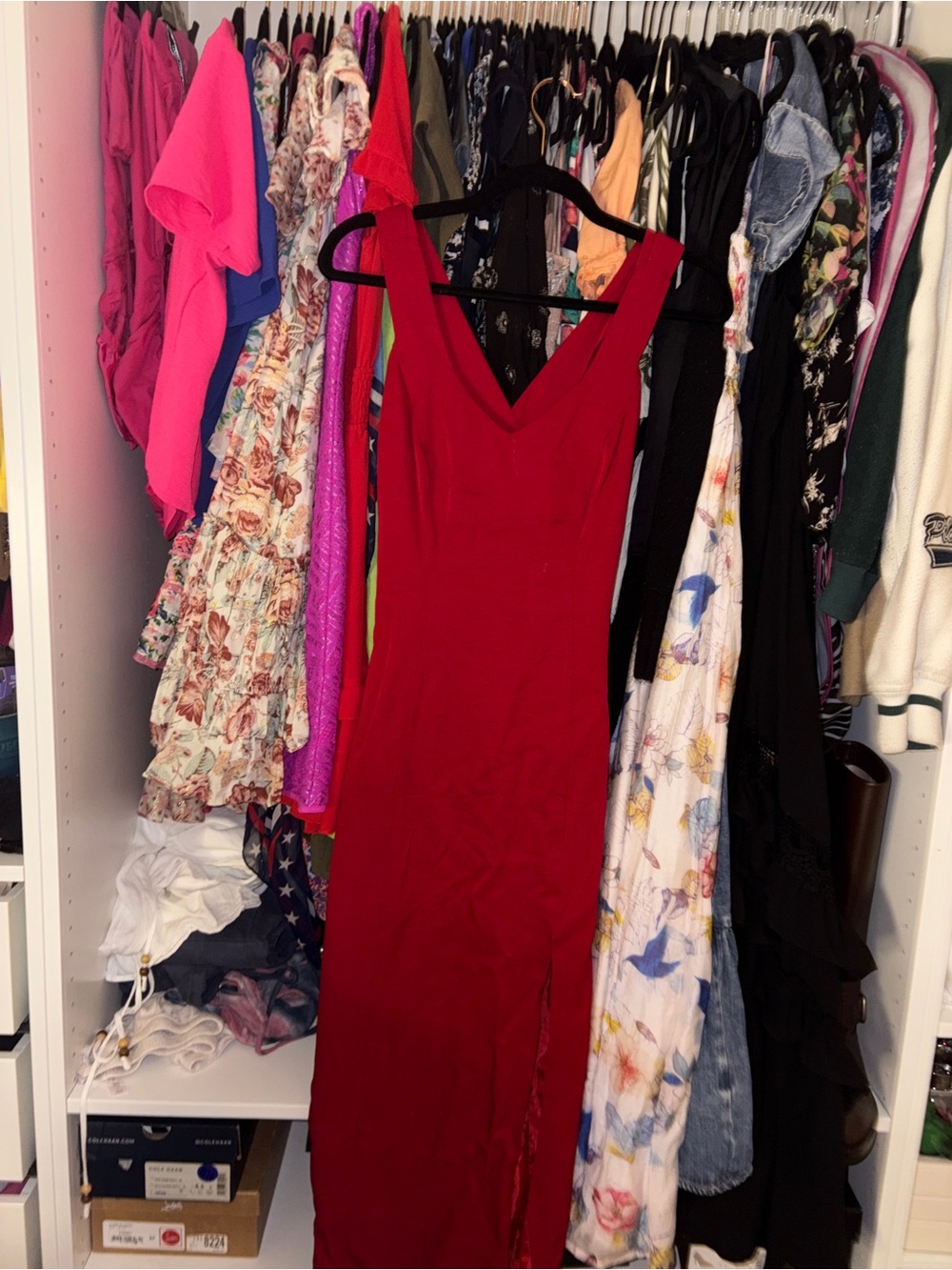Sleeveless V-Neck Red Maxi Dress